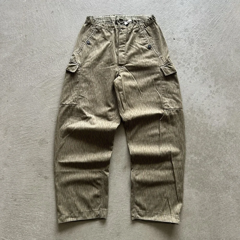 Vintage 60s East German Strichtarn Military Cargo Pants Size 30x30 Raindrop Camo